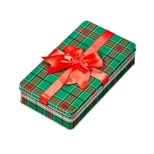 Christmas Tartan Tin With Bow