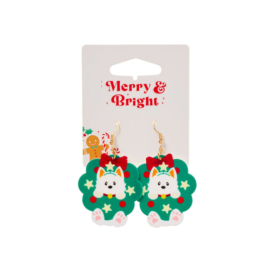Christmas Earrings Corgi In Lights