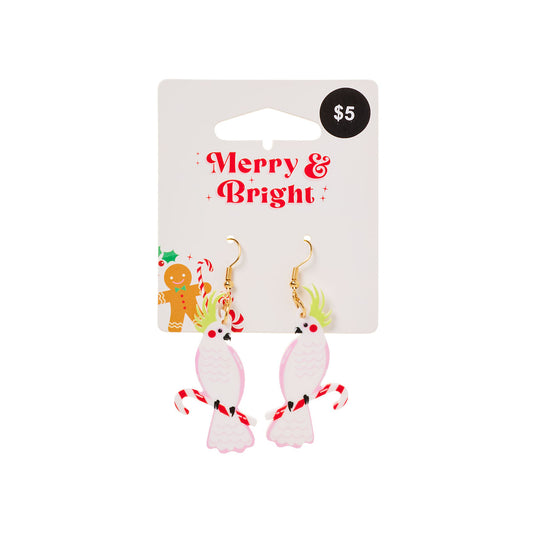 Christmas Earrings Drop Cockatoo