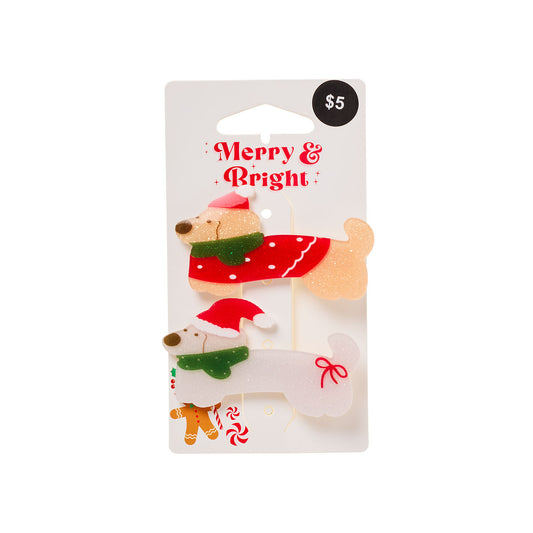Christmas Clips Winter Dachshund 2pk