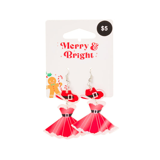 Christmas Earrings Santa Cowgirl