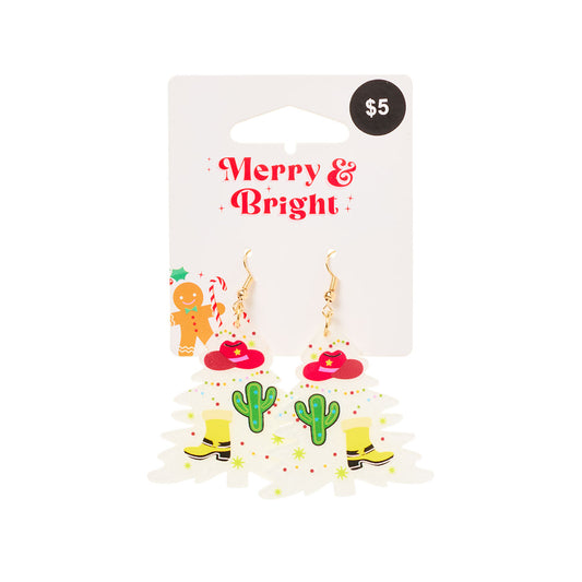 Christmas Earrings Western Tree