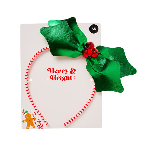 Christmas Alice Band Candy Cane & Holly