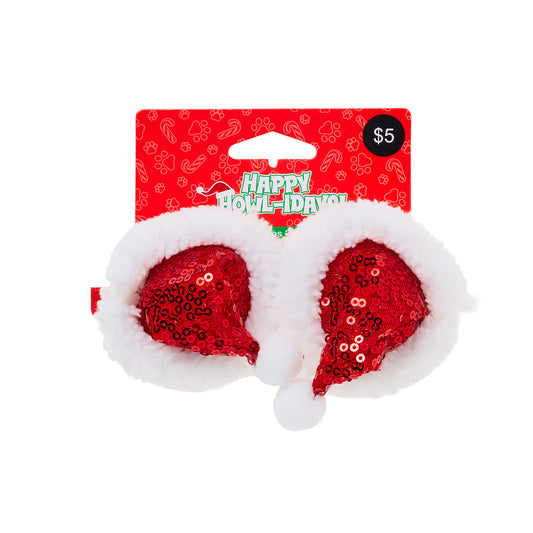 Christmas Pet Bow Clip Santa Hat 2pk