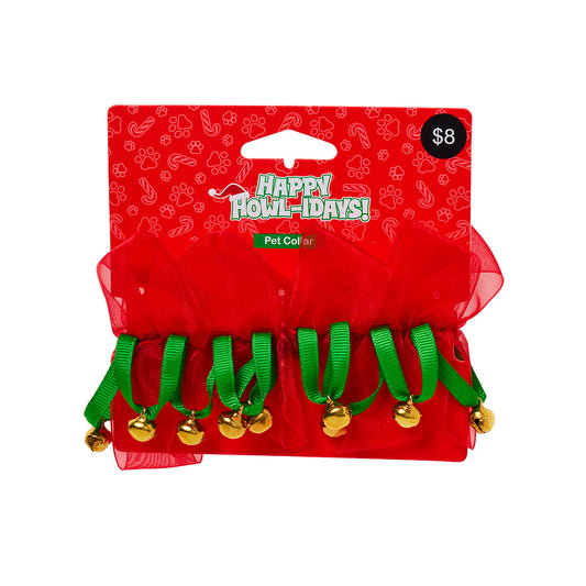 Christmas Pet Novelty Collar Red Tulle