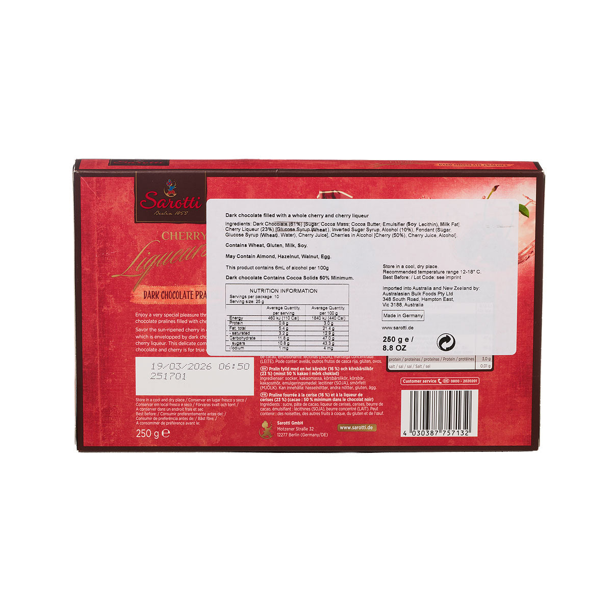 Sarotti Cherry Liqueurs 250g