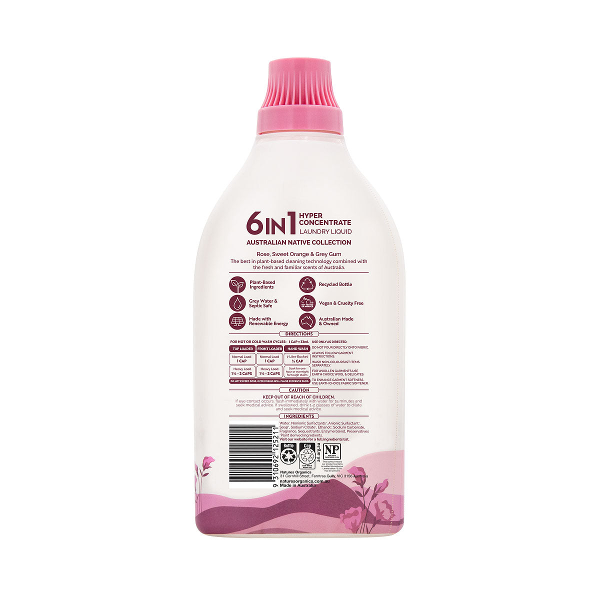 Earth Choice Laundry Liquid Rose, Sweet Orange & Grey Gum 6 in 1 1L