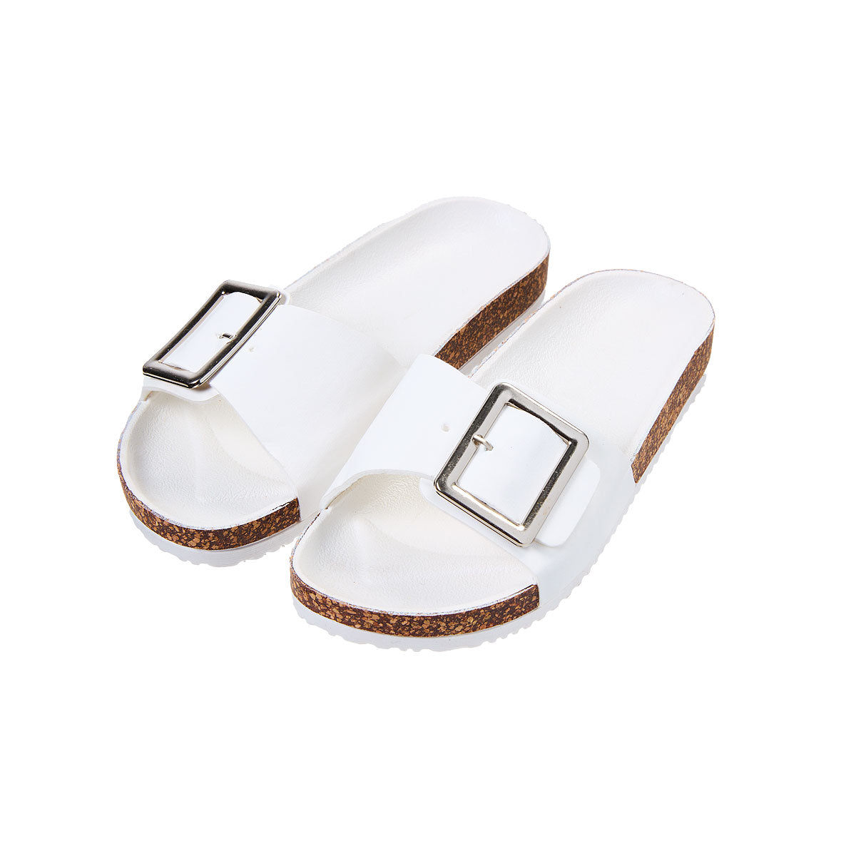 Women's Single Strap Cork Sandals White Small