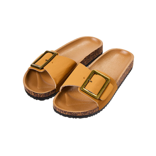 Women's Single Strap Cork Sandals Soft Tan Small