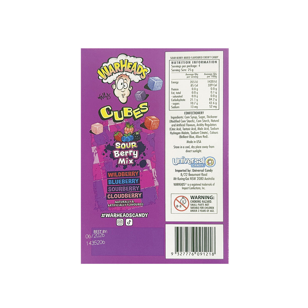 Warheads Sour Berry Cube 99g