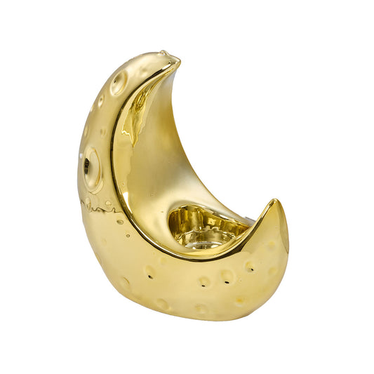 Ceramic Moon Candle Holder Gold