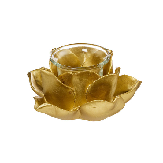 Lotus Flower Candle Holder Gold