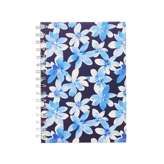 A5 Hard Cover Notebook Blue Florals