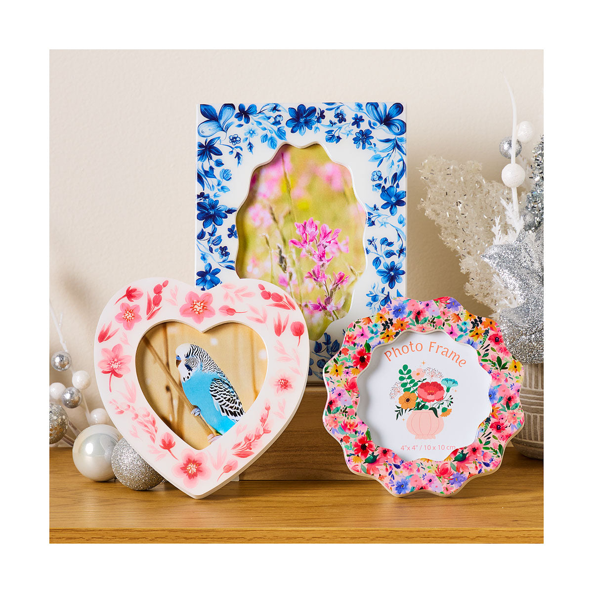 Heart Floral Print Photo Frame