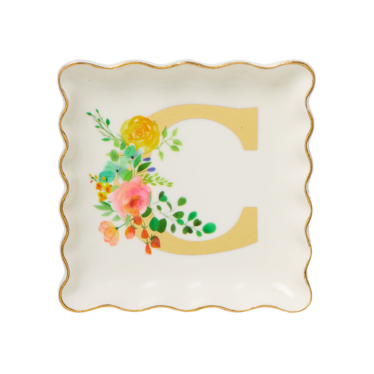 Floral Monogram Trinket Dish Assorted