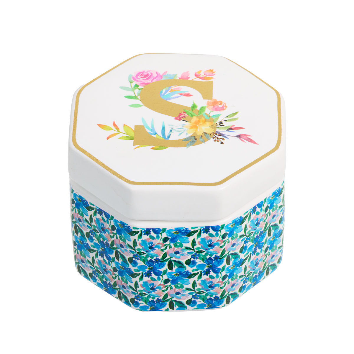 Ceramic Floral Monogram Trinket Box Assorted