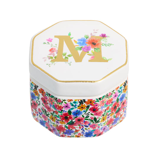 Ceramic Floral Monogram Trinket Box Assorted