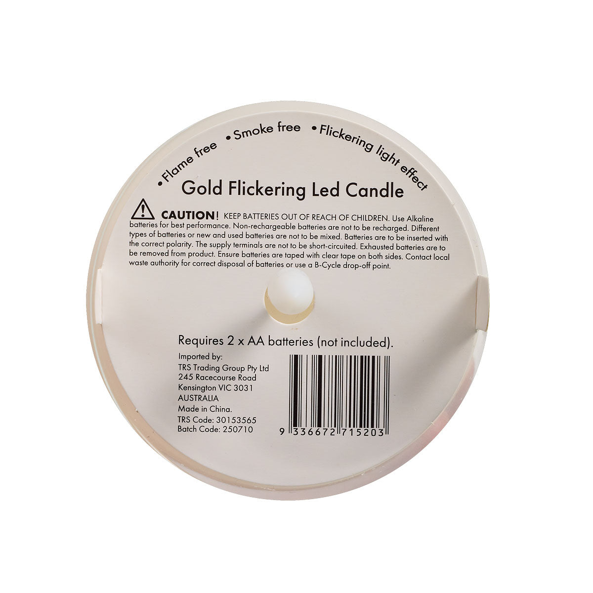 LED Flickering Candle Gold Trim