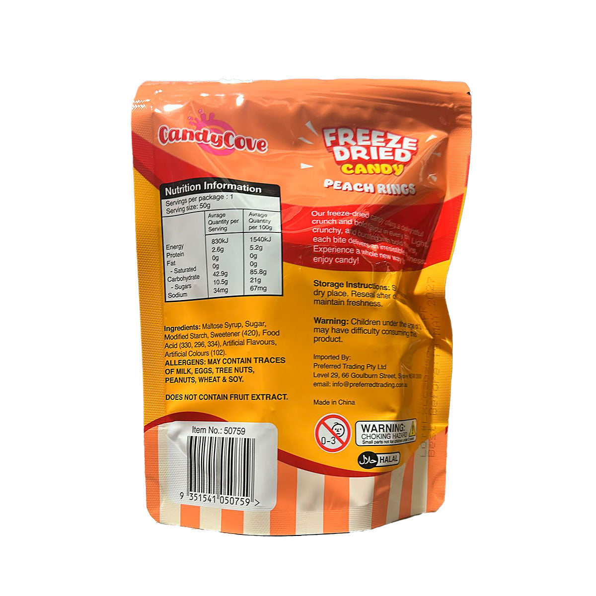 Candycove Freeze Dried Peach Rings 50g
