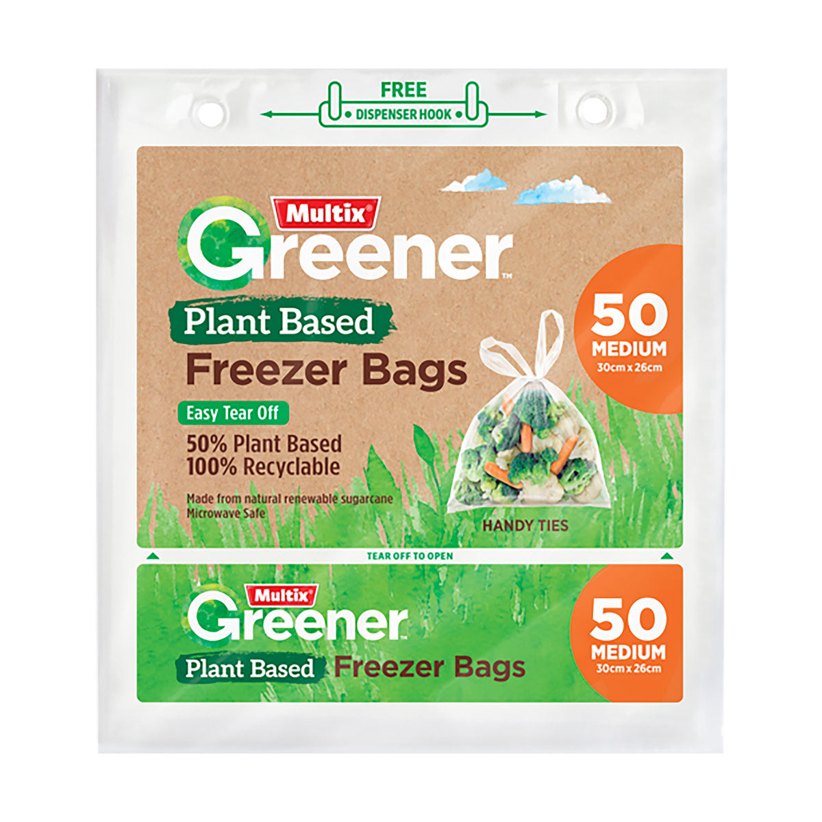Multix Greener Freezer Bags Medium 50pk