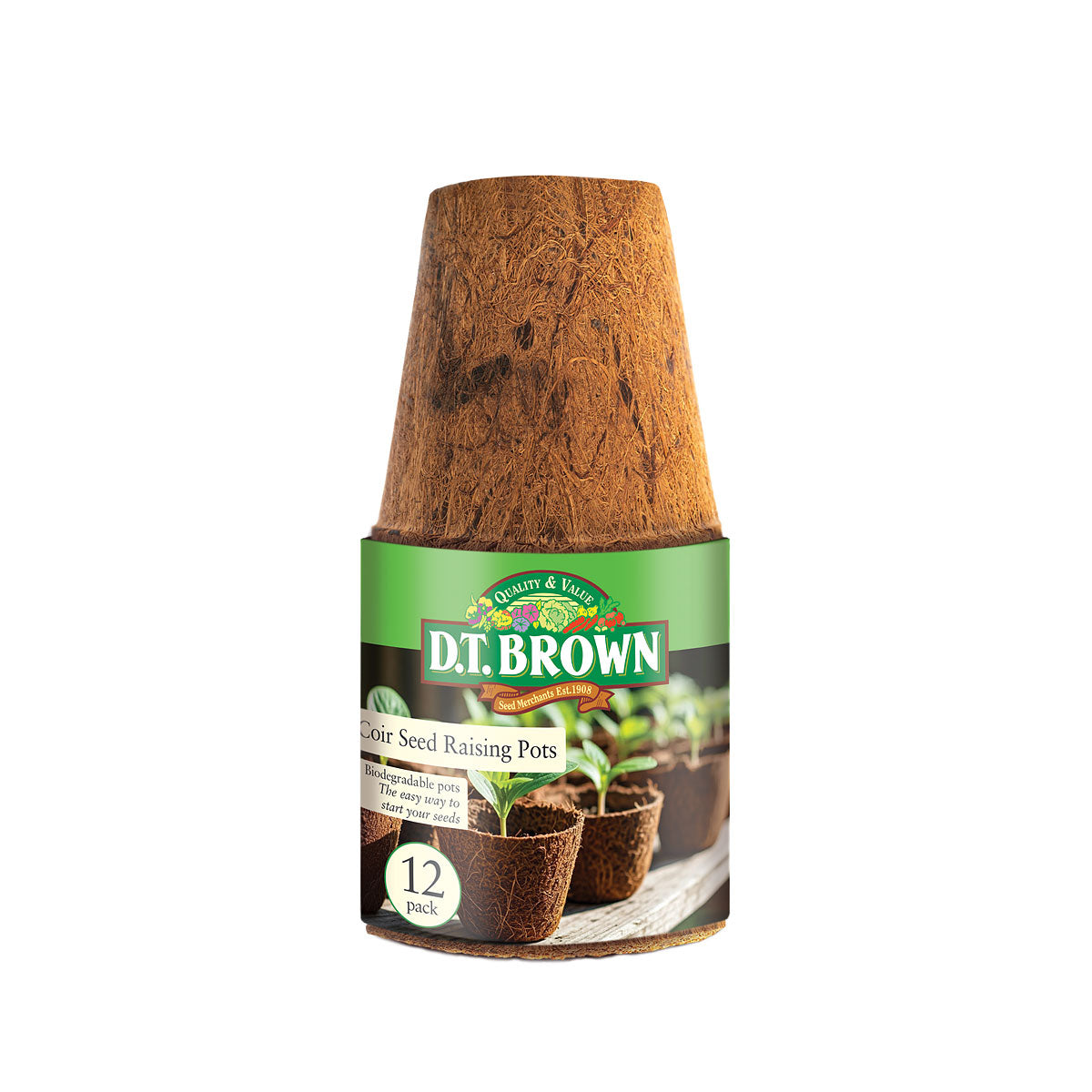 Dt Brown Coir Seed Raising Pots 12pk