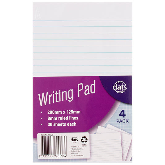 Ruled Notebook 20x12.5cm 4pk