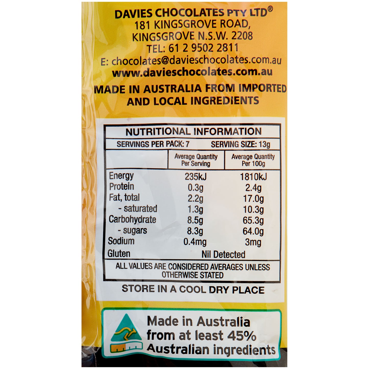 Davies Dark Chocolate Ginger 90g