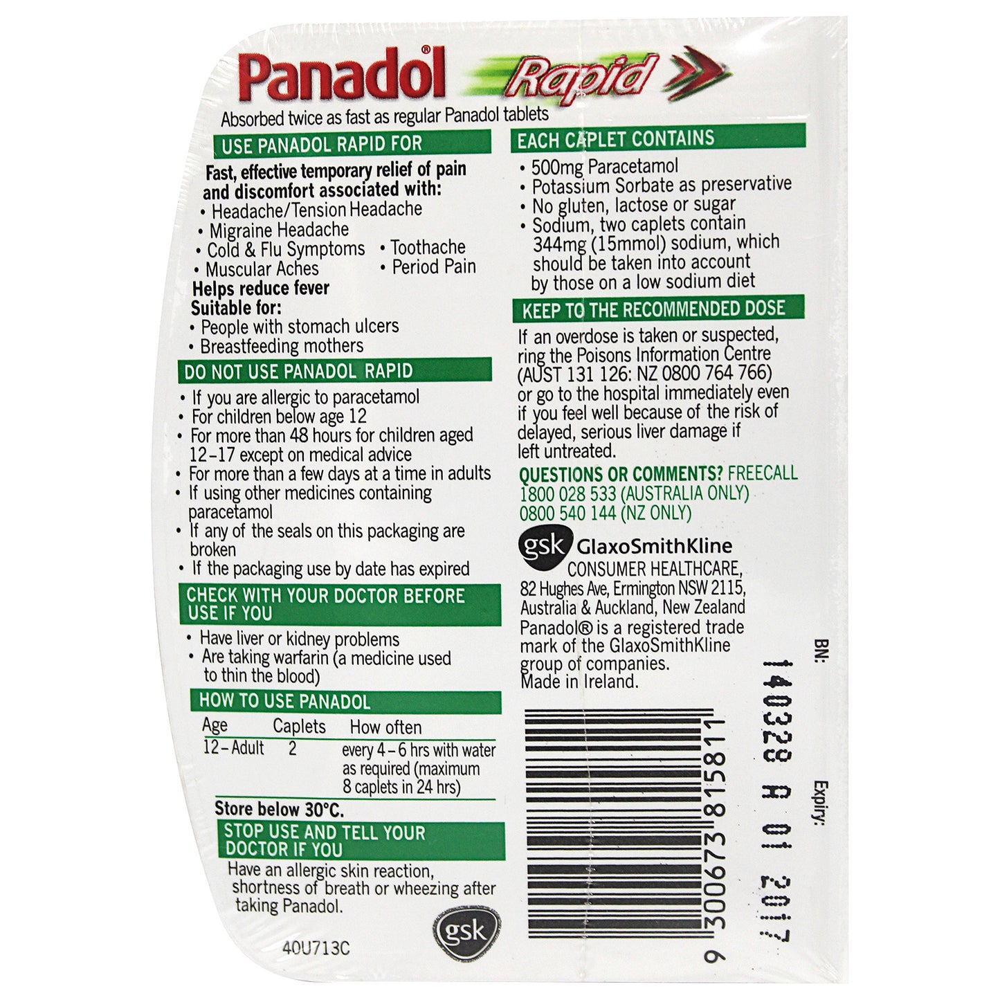 Panadol Rapid Tablets 500mg