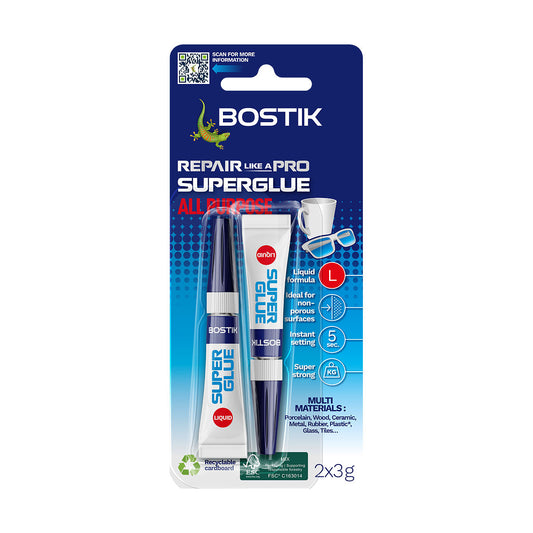 Bostik Super Glue Liquid 3mL 2pk