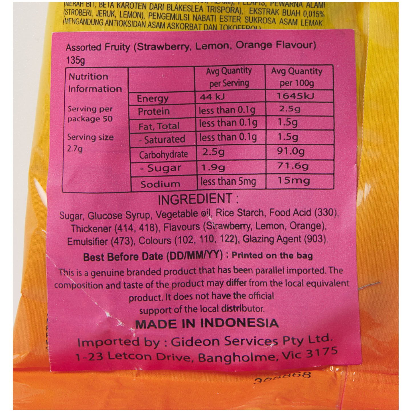 Mentos Chewy Candy Fruit Bag 135g