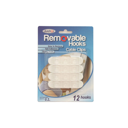 Removale Hooks Cable Clips 12pk