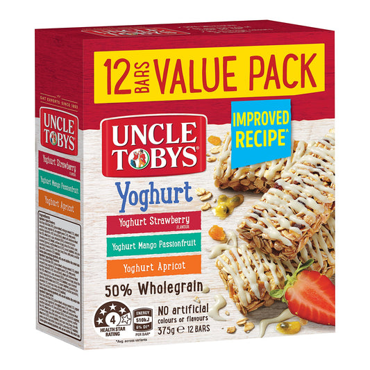 Uncle Toby's Yoghurt Top Variety Muesli Bar 12Pack