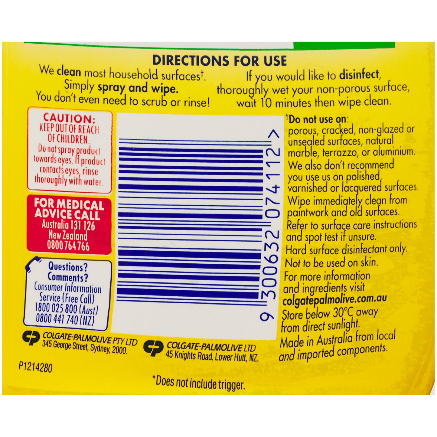 Ajax Spray N Wipe Lemon 500mL