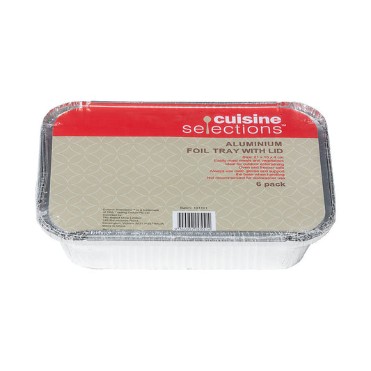 Tray Foil With Lid 16x21cm 6pk