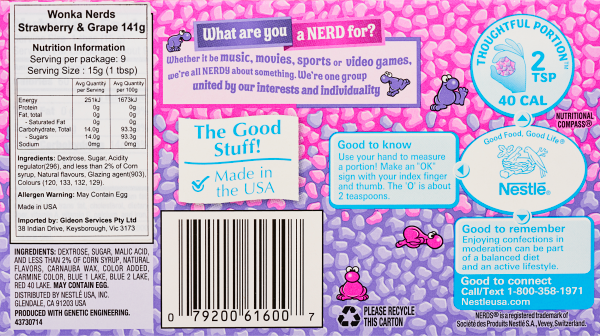 Wonka Nerds Grape & Strawberry 45g