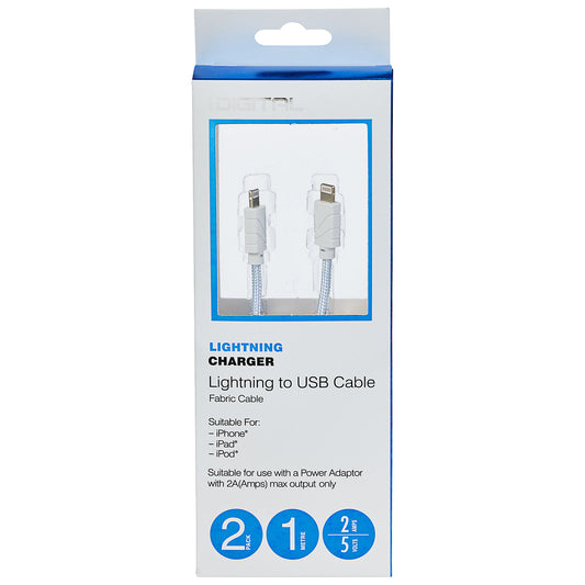 Iphone 5 & 6 USB Cable 1m 2pk