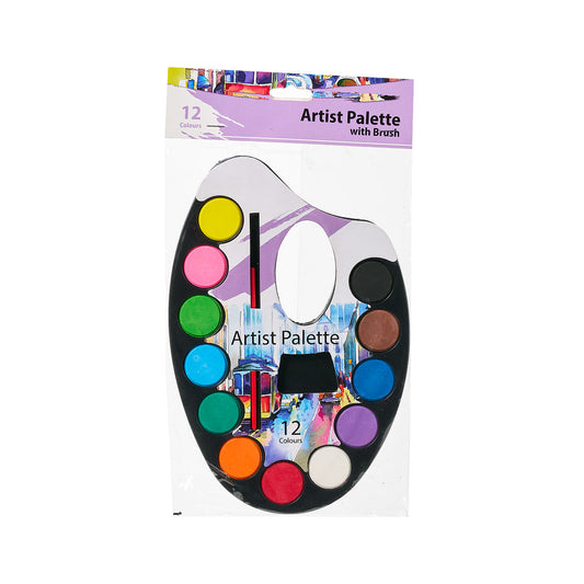 Artist Palette With Brush And 12 Paints