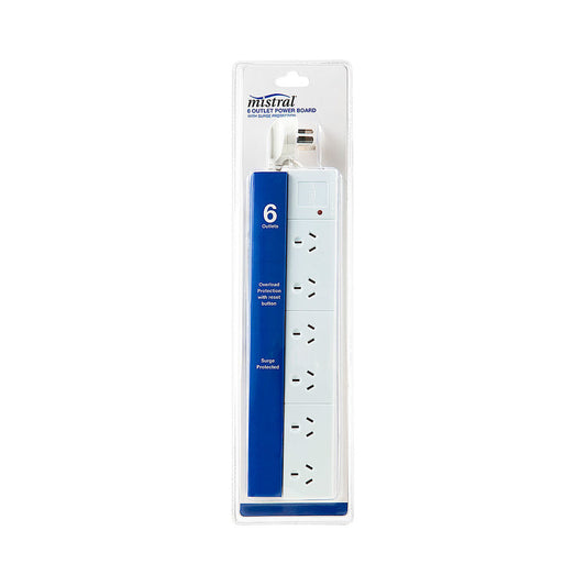 Mistral 6 Outlet Surge Protected Powerboard