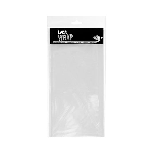 Cellophane Sheet 75x100cm Clear 2pk