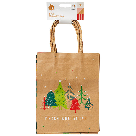 Kraft Gift Bag Medium 5pk