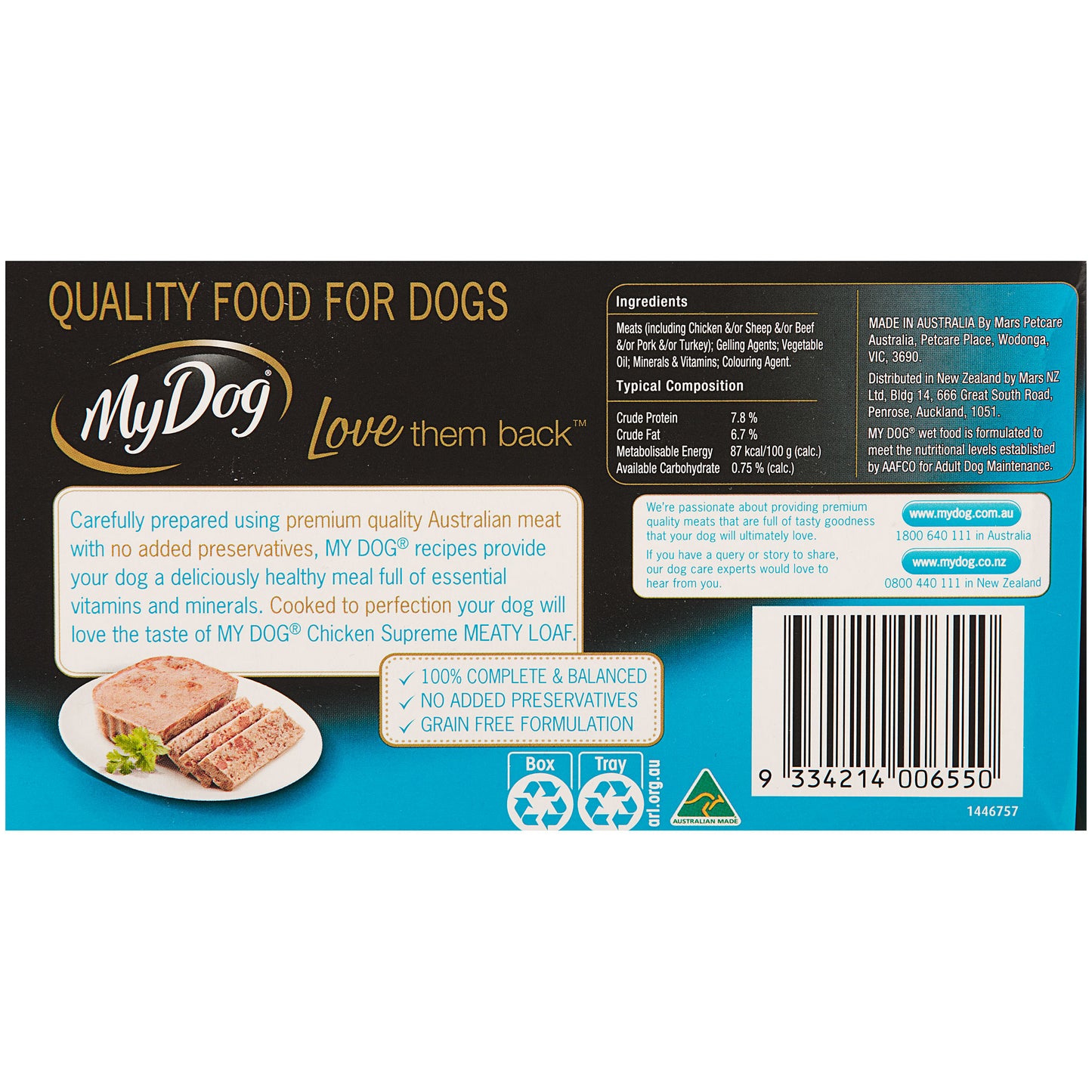 My Dog Chicken Supreme Meaty Loaf 100g 6pk