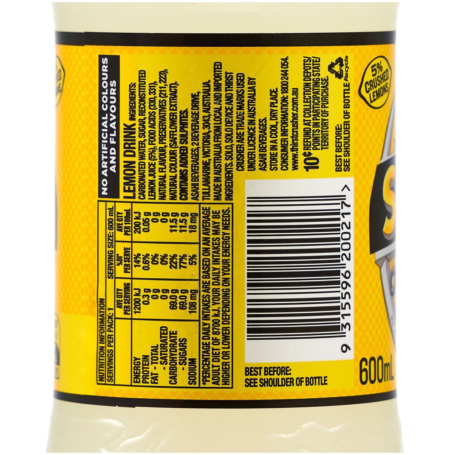 Solo Soft Drink 600mL