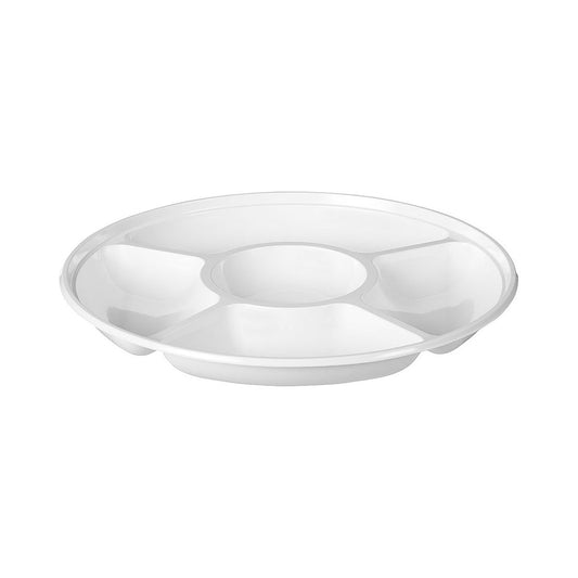 Round 5-Compartment Tray White 35cm