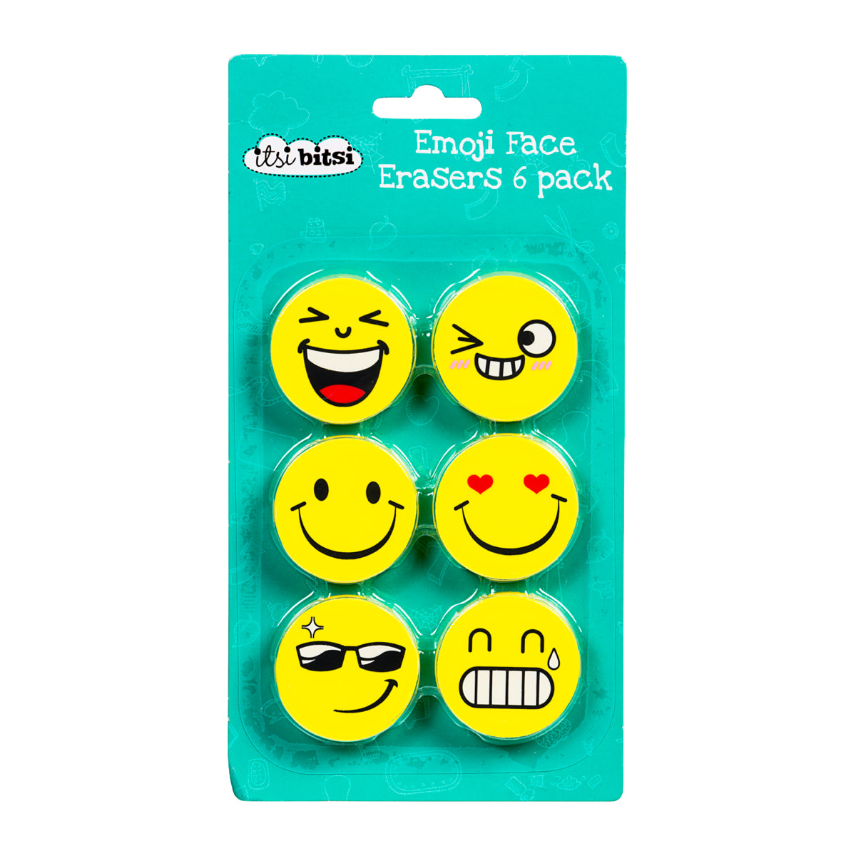 Itsi Bitsi Smiley Face Eraser 6pk