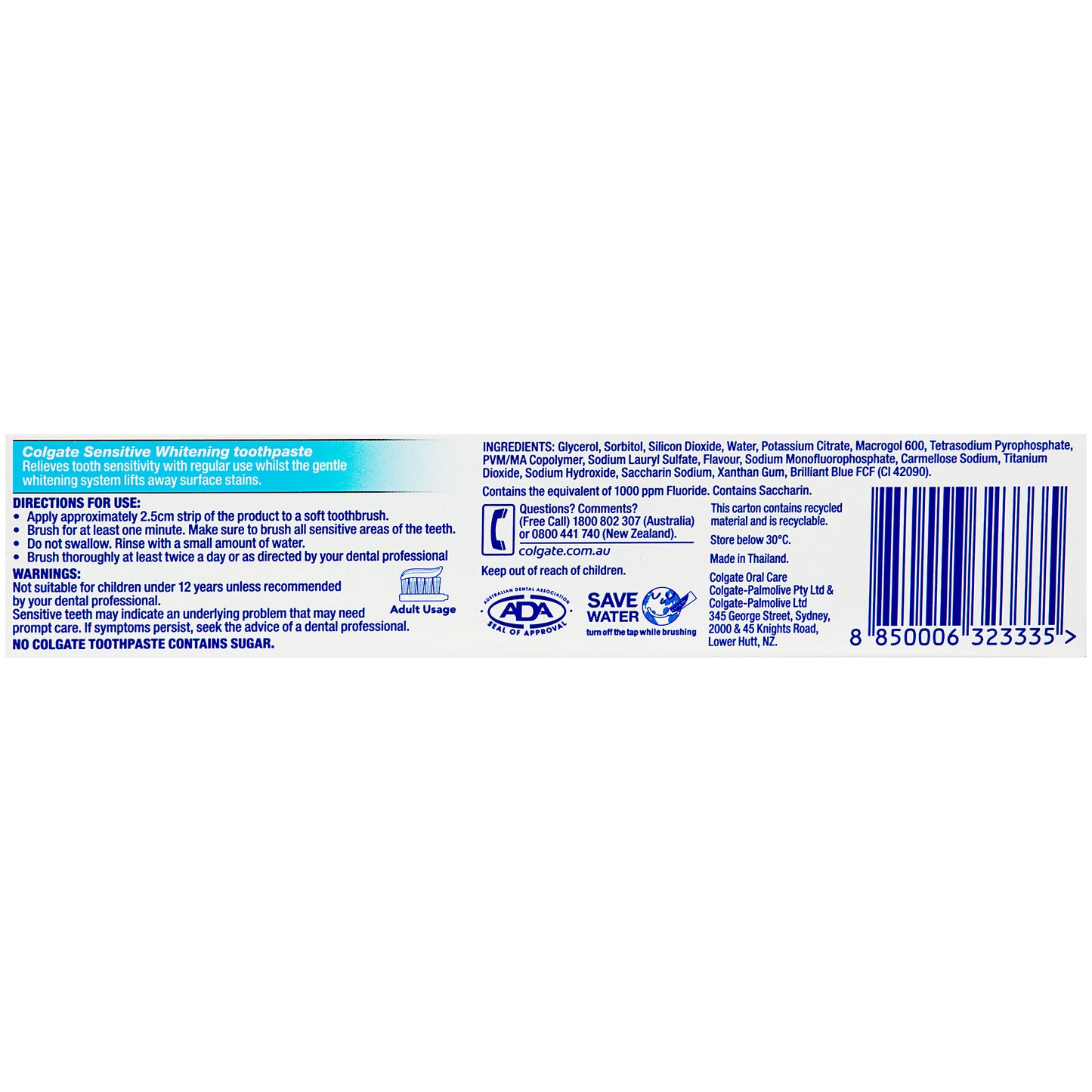Colgate Toothpaste Sensitive Whitening 110g