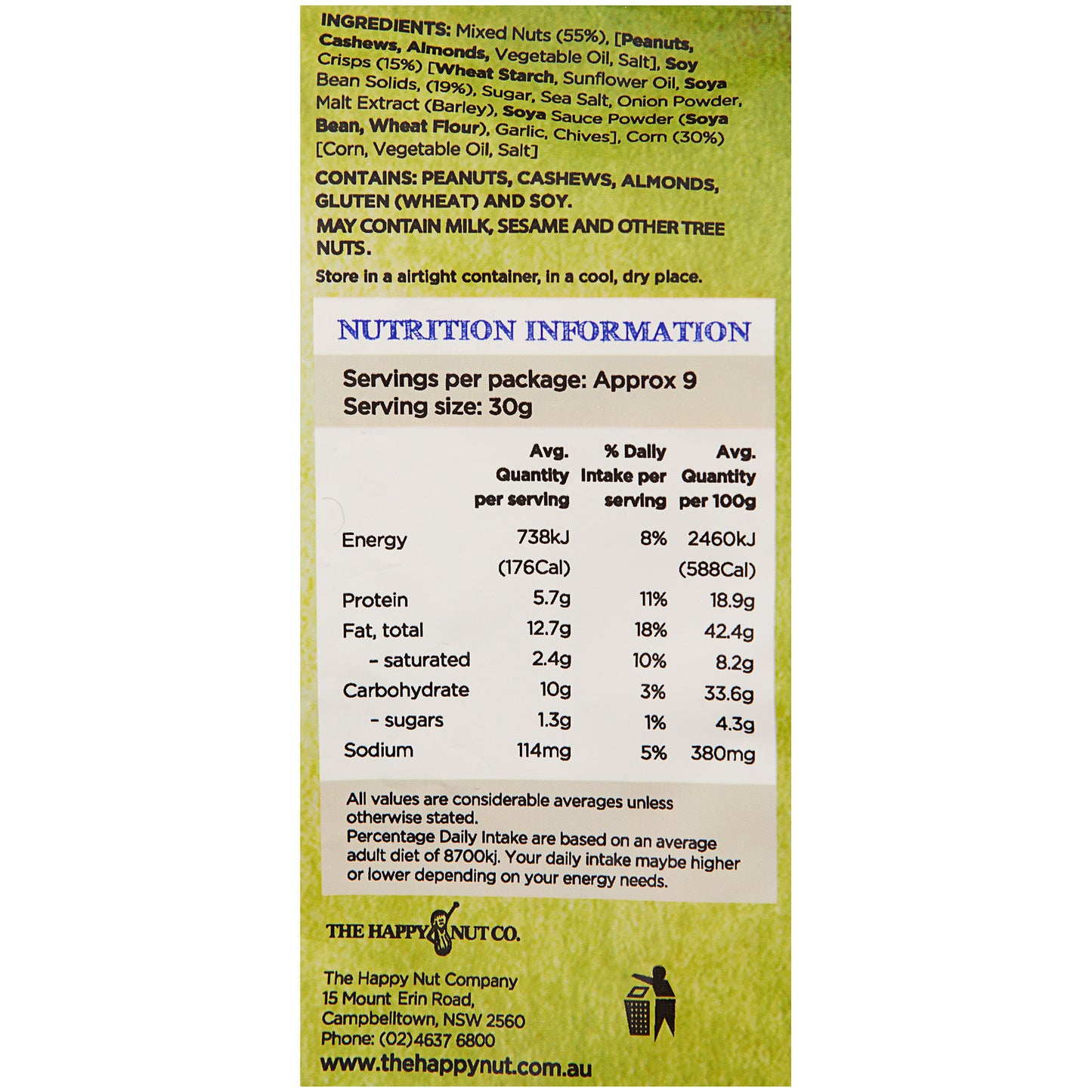 The Happy Nut Co Bar Mix 250g