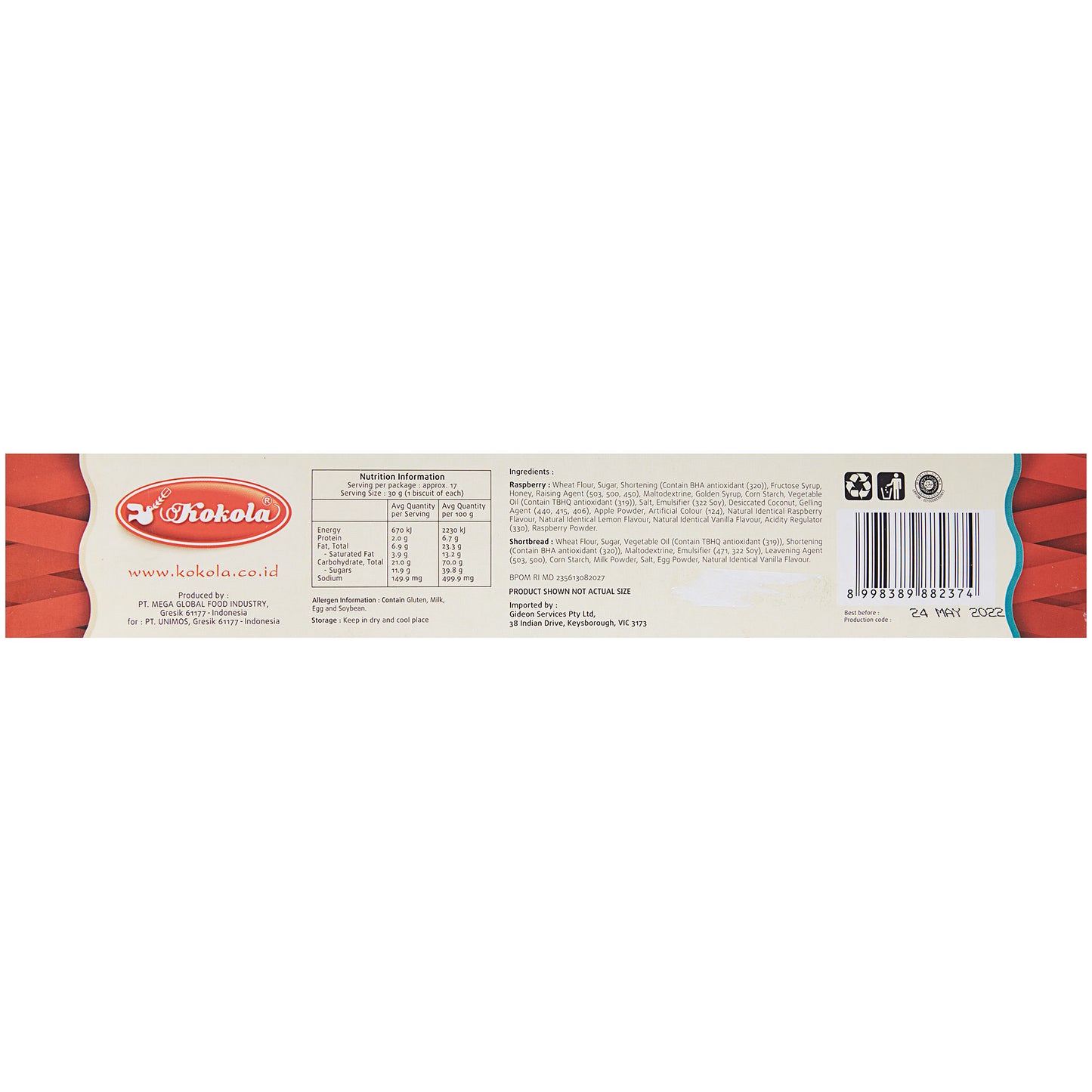 Kokola Raspberry And Vanilla Biscuits 500g