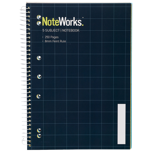 Noteworks A4 5-Subject Notebook 250pg