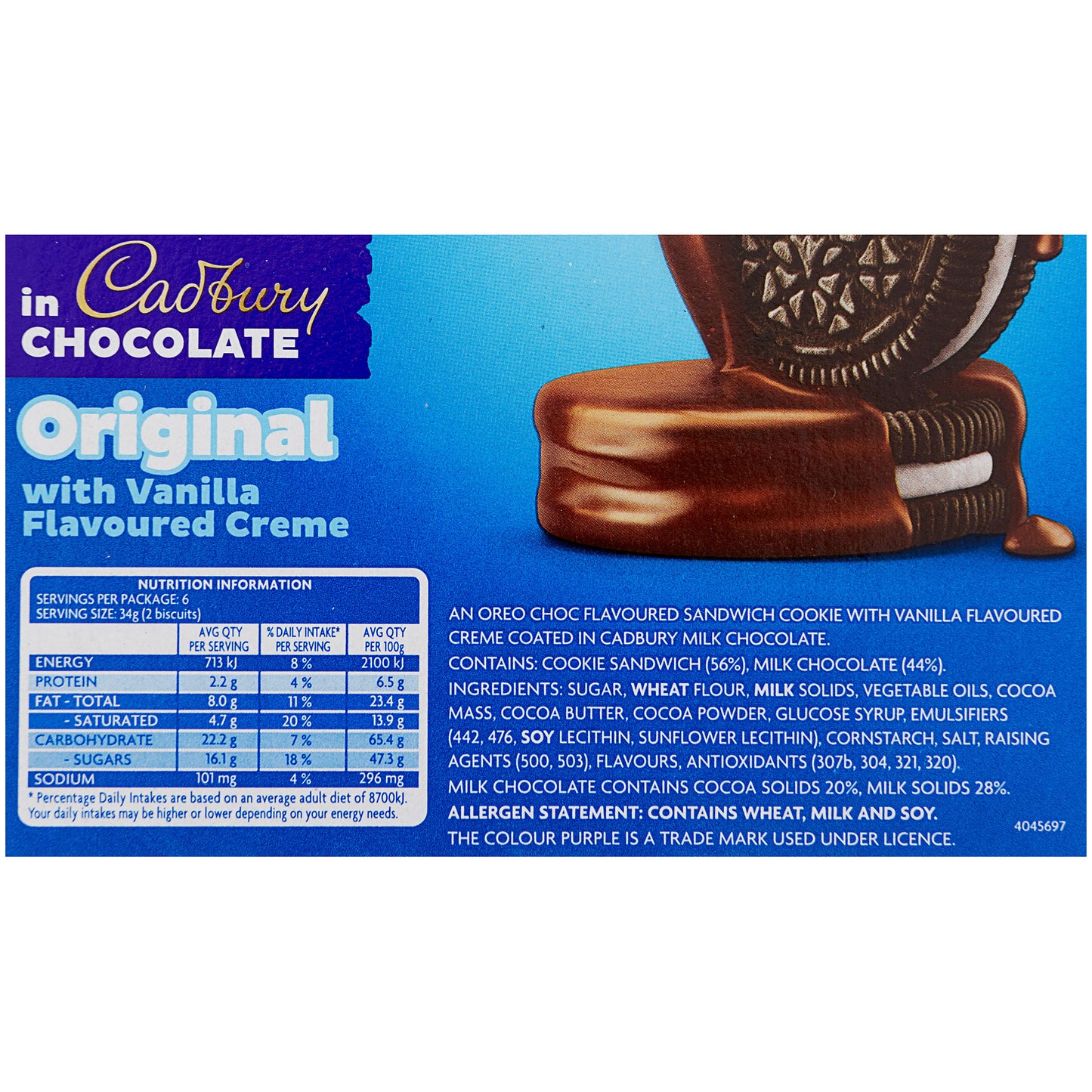 Cadbury Oreo Chocolate Dipped 3 X 2pk 204g
