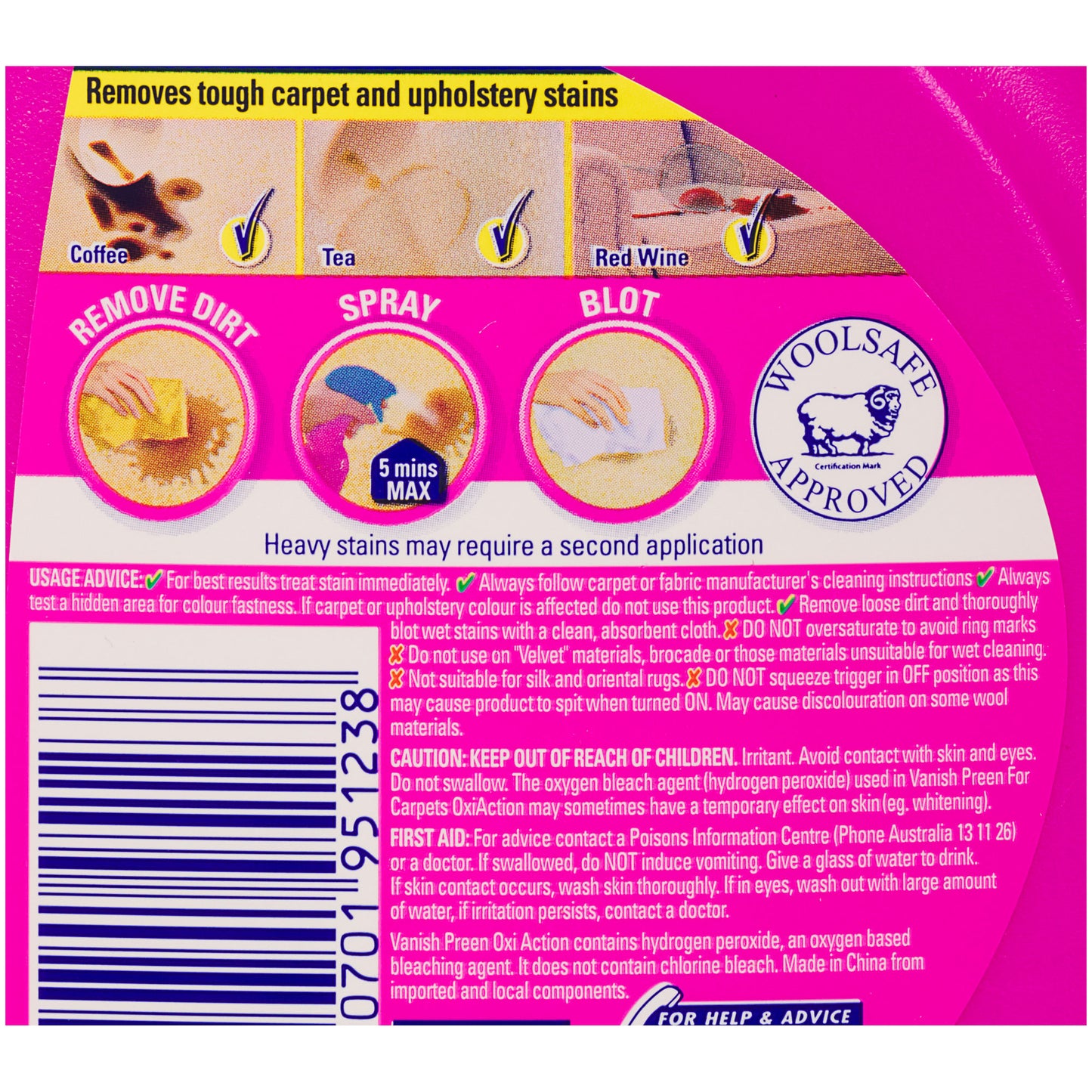 Vanish Preen Carpet Stain Remover 440mL